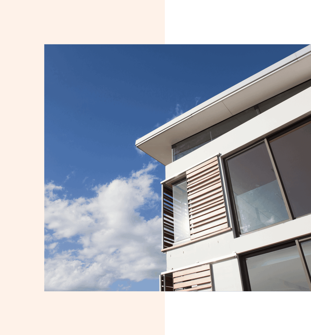 Modern building against a blue sky.